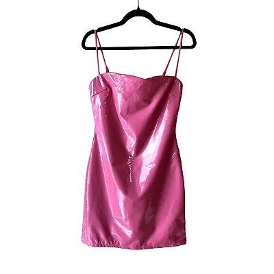 NEW! Naked Wardrobe Pink Vinyl Bodycon Tube Dress L • $22.10