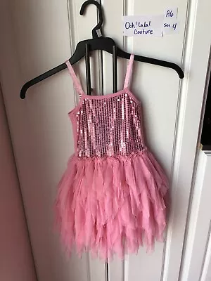 Ooh La La Couture Girls Dress Size 4 W/ Pink Sequence Bling! Last One! Wow! • $35