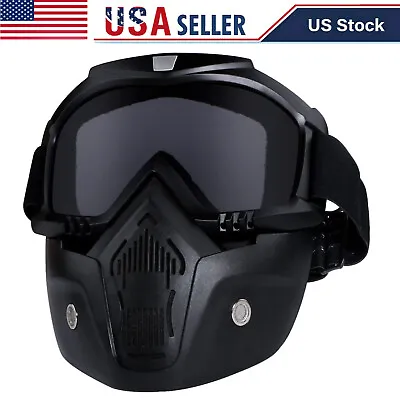 Detachable Motorcycle Face Mask With Goggles Off Road ATV Dirt Eyewear Ski Masks • $10.06