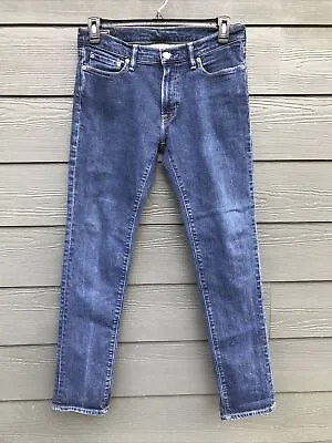 ABERCROMBIE & FITCH LANGDON SKINNY STRETCH MENS BLUE DENIM JEANS 32X32 Leather • $23.50