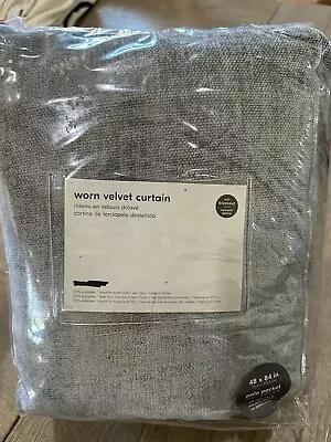 West Elm Worn Velvet Curtain 1 Panel 48x84  Blackout Metal Gray • $69