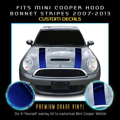 For 2007-2013 Mini Cooper Hood Bonnet Stripe Graphic Decal - Chrome Mirror Vinyl • $16.95