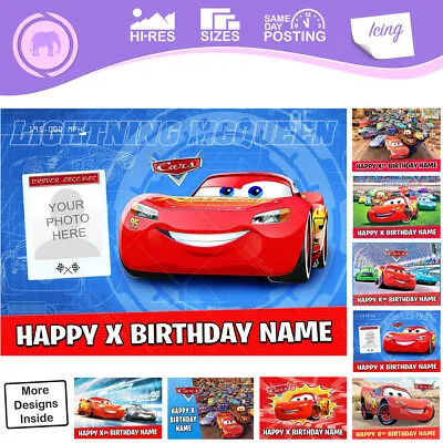 Disney Cars Lightning McQueen Cake Topper  Personalised Icing Sizes Inc Costco • £14.47