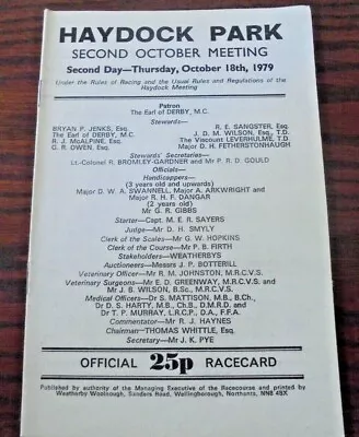 £2.95 • Buy Haydock Park Race Card October 18th, 1979 - The Silver Birch Stakes