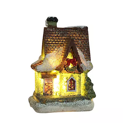 Christmas Figurine Christmas Safe Battery Operated Led Mini House Figurine • $13.16