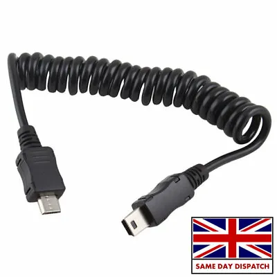 Spring Coiled Micro USB B To Mini USB 5 Pin Male Adapter Spiral Cable 3FT 1M  • £4.48