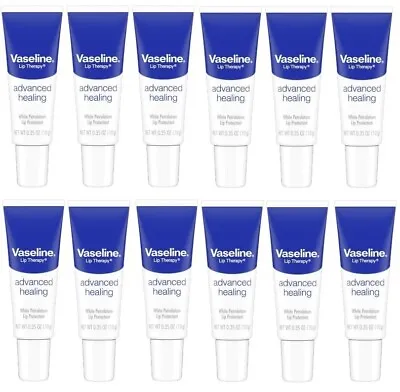 12 Pack Of Vaseline Lip Therapy Protectant Advanced Healing Tube 0.35 Oz • $25.99