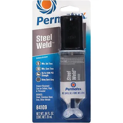 Permatex 84109 PermaPoxy 4 Minute Multi-Metal Epoxy 0.84 Oz.  Grey • $11.17