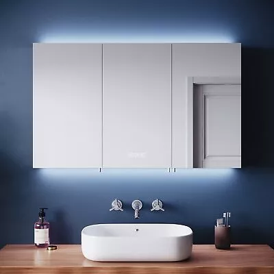 Large LED Bathroom Mirror Cabinet With Shaver Socket Dimmable Light Touch Sensor • £239.99