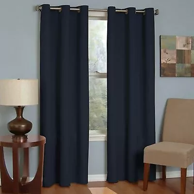 ECLIPSE Microfiber Insulated Blackout Window Curtains NAVY 42 X 95 2 PIECE Set • $30.17