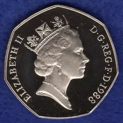 Great Britain 1988 Proof 50p 50 Pence Coin Britannia Large (Ref. T6337) • £11