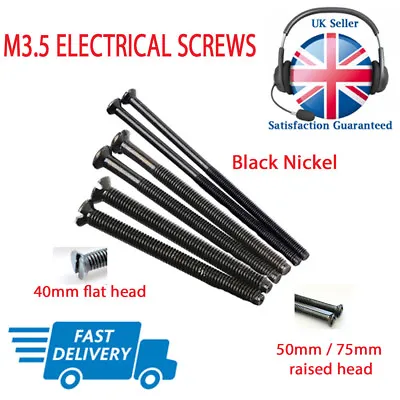£5.90 • Buy Chrome Black Nickel Brass M3.5 Long Electrical Socket Switch Screws Zinc Finish 