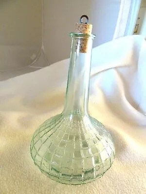 10  Vintage Green Bottle With Cork Stopper-narrow Neck-wide Bottom-blocks • $15