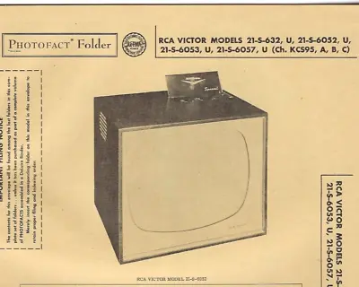 1956 RCA VICTOR 21-S-632 TELEVISION Tv Photofact MANUAL 6052 6053 6057 21S6052 • $10.99