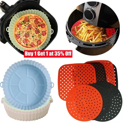 £6.87 • Buy 2X Reusable Air Fryer Liners Non-Stick Silicone Pad Mat Basket Square / Round UK