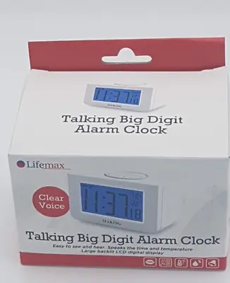 Lifemax Alarm Clock TALKING White Large LCD Digital Display • £15