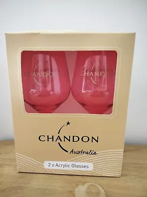 Chandon Champagne Plastic Wine Glasses Pink Pack Set Of 2 • $14.95