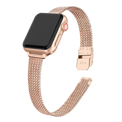 £7.94 • Buy Slim Thin Metal Bracelet Replacement Band Strap For Apple IWatch 8 7 6 5 4 3 2 1