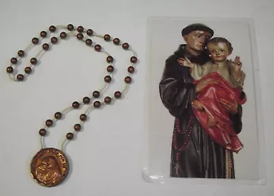 Vtg St Anthony Mt Calvary Poor Boys Seminary Plastic Chaplet Rosary Prayer Card • $25