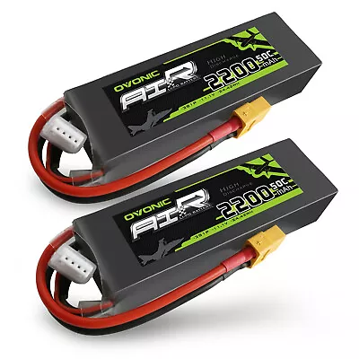 2X 50C 11.1V 2200mAh 3S Lipo Battery XT60 For RC Helicopter Drone FPV Airplane • $47.59
