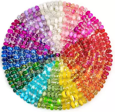 224 PCS Large Hole Glass Beads For Jewelry Making Cludoo European Beads Bulk Mi • $27.26