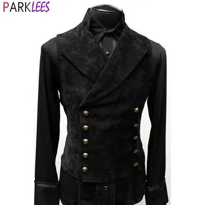 Mens Gothic Steampunk Vest Medieval Waistcoat Stage Cosplay Prom Costume • $38.77