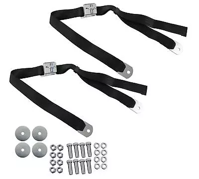 Scott Drake SB-BK-H Seat Belt Lap Belt Mustang Emblem Black Ford Set • $106.95