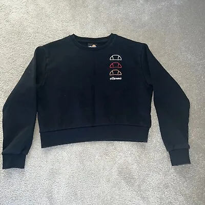 £2.96 • Buy Ellesse Ladies Cropped Black Logo Sweatshirt Jumper Top Uk Size 10