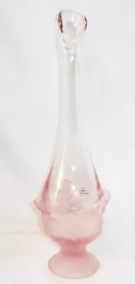 Viking Glass Pink Swung Glass Vase Tulip Frosted 14  Tall • $49.95