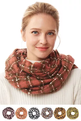 ScarvesMe Women Fashion Warm Super Soft Plaid Check Neck Warmer Infinity Scarf • $23.99