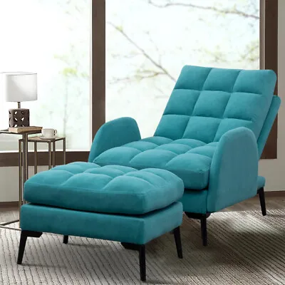 Frosted Velvet Recliner Chair Single Sleeper Sofa Chair Bed Home Cinema Seat NEW • £205.95