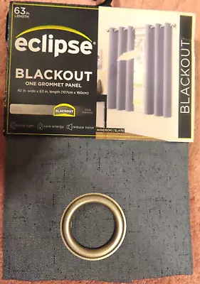 NEW Eclipse Blackout Grommet Panel Curtain 42  W X 63  L ONE PANEL Windsor/Slate • $14