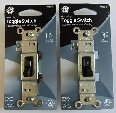 GE Brown 3 Way Grounding Household Toggle Switch 18235 15A 120V 2 Pack • $7.99