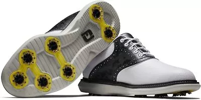 New Men's Footjoy Traditions Golf Shoes - White/Black - 57928 • $110