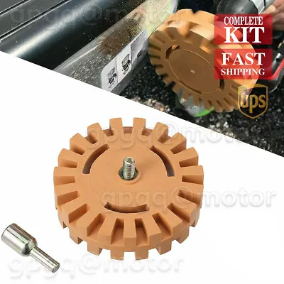 Decal Removal Eraser Wheel W/ Power Drill Arbor Adapter 4 Inch Rubber Pinstripe • $5.99