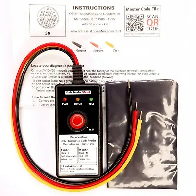 Mercedes OBD1 Diagnostic Code Reader For Cars With The Round 38 Port Socket • £38.45