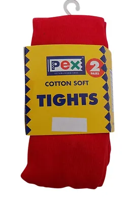 £12.99 • Buy Pex Cotton Soft Sunset 2 Pair's Girl's Tights Colour Red