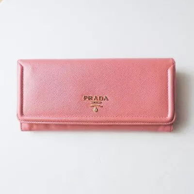 Auth PRADA - 1M1132 Pink Leather Long Wallet • $94