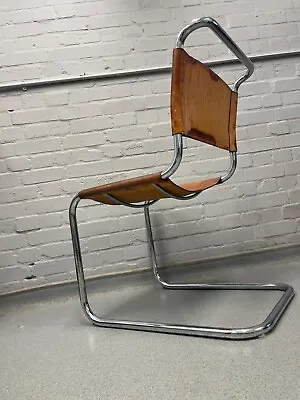 Vintage Art Deco Leather Chrome Marcel Breuer B33 Chair • £477.27