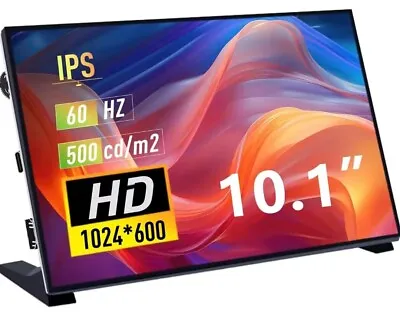 GeeekPi 10.1” 1024x600 Portable IPS LCD Display HDMI Plug-n-Play Non-Touch • £59.99