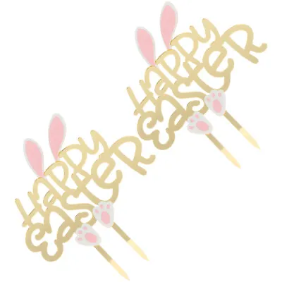  2 Pcs Acrylic Rabbit Cake Topper Baby Ear Dessert Pick Bunny Decorations • £7.39