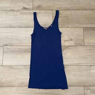 Vince Tank Top Blue Solid Round Neck Classic Cotton Casual Womens Medium M • $10.43
