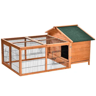 PawHut Wooden Rabbit Hutch Detachable Pet House With Openable Run & Roof • £109.99