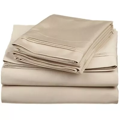 600 Thread Count 100% Cotton Queen Size Sheet Set Triple Pleated Sateen • £96.37