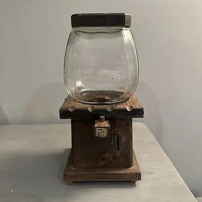 Vtg Nuts Candy Dispenser Glass Globe Wooden Machine Art Deco Peanut Gumball • $9.95
