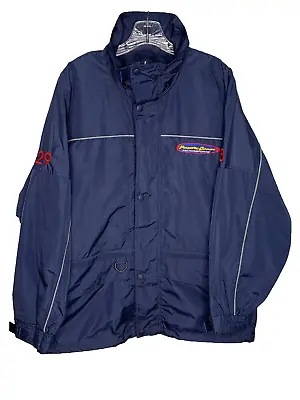 Vintage Mens Racing Jacket Pacific Coast Motorsports Full Zip Blue Windbreaker • $20.96