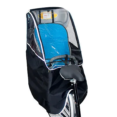 Breathable Rain & Wind Cover For Child Bike Rear Seat Pocketable Black Shield • £26.05