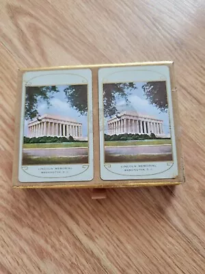 Vintage Lincoln Memorial Congress Playing Cards Canasta Cell-U-Tone Finish W/Box • $12