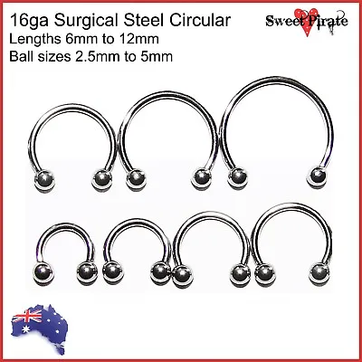 1pc Surgical Steel 16ga Circular Barbell Piercing Septum Nose Ring Ear Nipple  • $4.95