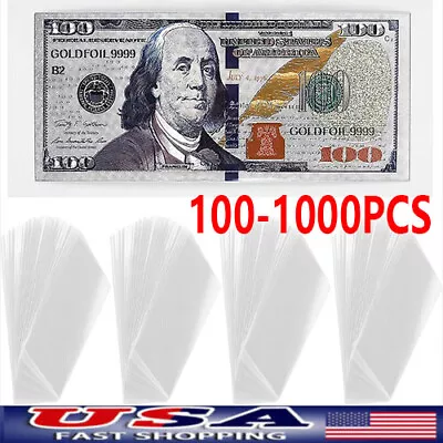 1000PCS Currency Soft Sleeves Holder Storage US Note Bill Paper Money Protector • $7.99